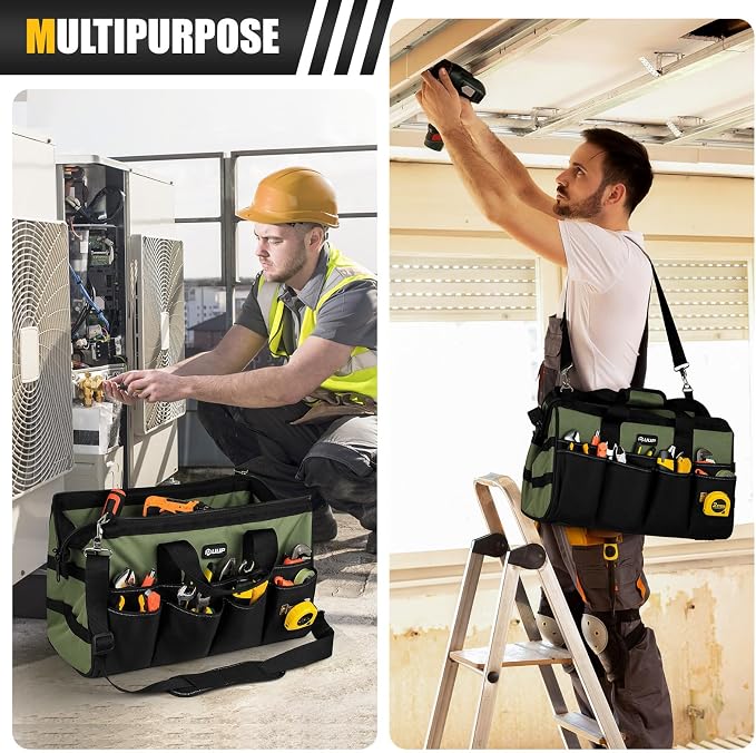 UUP 18-Inch Large Tool Bag, 16-Pocket Portable Tool Box Organizer Storage, Heavy Duty Tactical Toolbag with Big Zipper, Travel Carry Toolbox, Father Day Dad Men Electrician Contractor Welding Gift