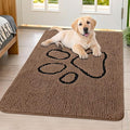 Smiry Dog Door Mat for Muddy Paws, Absorbent Dirt Trapper Non Slip Quick Dry Washable Chenille Mat for Mud Dogs, Entry Rug for Indoor and Outdoor (40x32 Inches, Coffee and Black)
