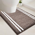 PURRUGS Bathroom Rug Non-Slip Machine Washable 20" x 24" U-Shaped, Super Absorbent and Quick Dry Shaggy Microfiber Bath Mat, Extra Soft and Plush Contour Rug for Toilet Base, Brown