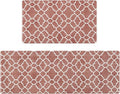 FRESHMINT Kitchen Mat Set of 2, Anti-Fatigue Cushioned Kitchen Mats for Floor, Waterproof Non Slip Comfort Standing Mat, Boho Kitchen Rug for Kitchen Decor, Sink, Office, 17"x30"+17"x47", Terracotta