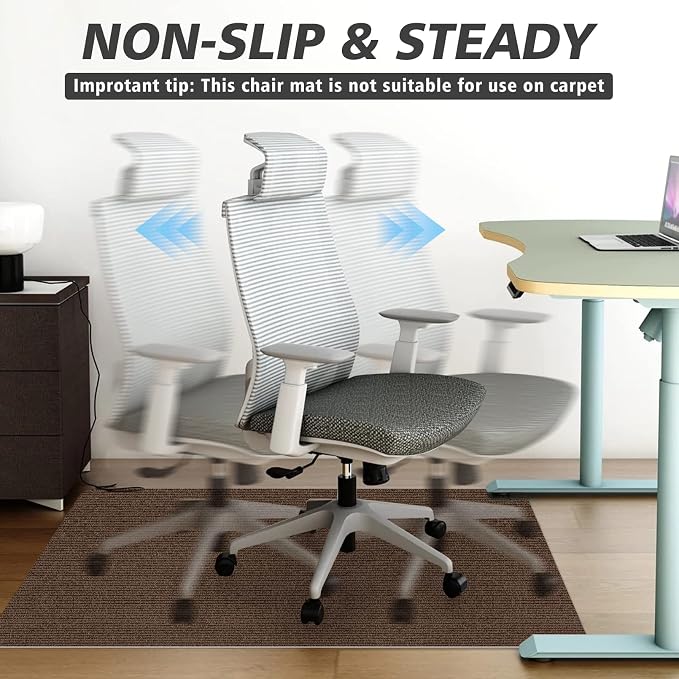 Sycoodeal Office Chair Mat for Hardwood Floor,Office Computer Gaming Chair Mat for Tile Floor,Large Floor Protector Rug,Anti-Slip,Easy to Clean,Coffee(48"x36")