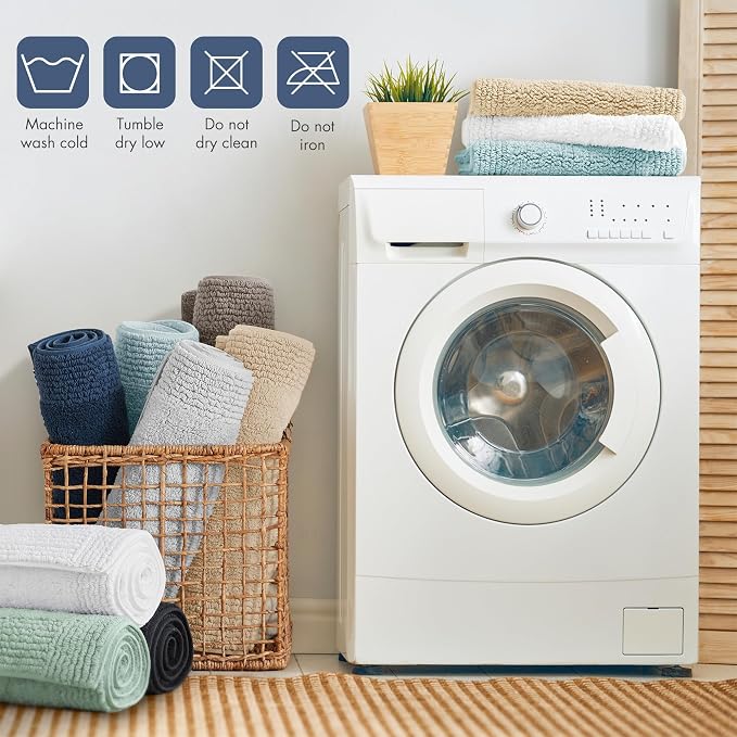 Madison Park Splendor Reversible 100% Cotton Tufted Bathroom Rug-3000 GSM Hotel Quality Luxurious Plush Medium Pile Bath Mat Absorbent, Quick Dry, Shower Room Décor, 24x72 Navy