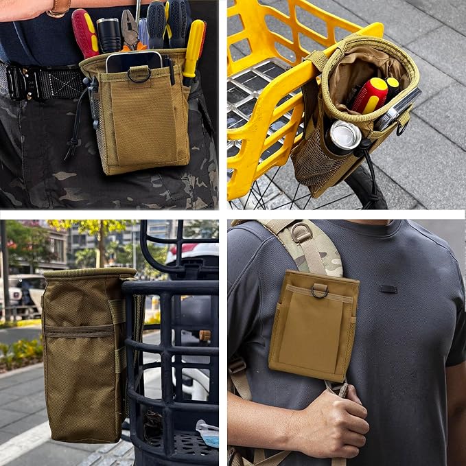 Small Tool Pouch,Utility Tool Bag, Small Toolbox, Screw Driver, Plier Organizer, Flashlight Holster and Knife Holder, Tool Belt Pouches for Electrician,Contractor,Plumber,Carpenter or Daily Home Use