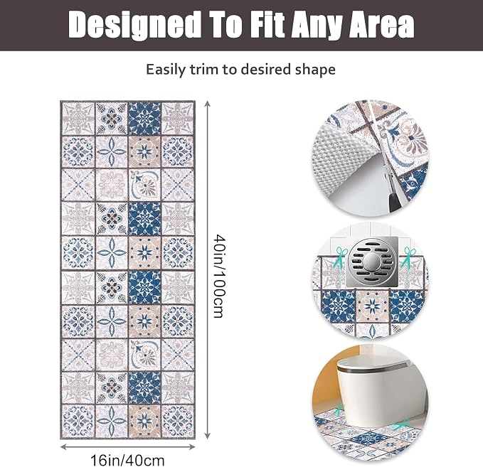 Shower Mat Non Slip Extra Long Bath Tub Mat Non Slip 16''x39'' Loofah Bathroom Shower Mat for Inside Shower Soft Textured Foot Massage Pad Bathroom Floor Mat for Wet Area No Suction Cups Quick Dry