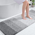 OLANLY Bathroom Runner Rugs Mat 59x24, Extra Soft Absorbent Microfiber Bath Rugs, Rubber Backing, Quick Dry, Washable Long Bath Mats for Bathroom, Tub and Shower, Home Decor Accessories, Light Grey