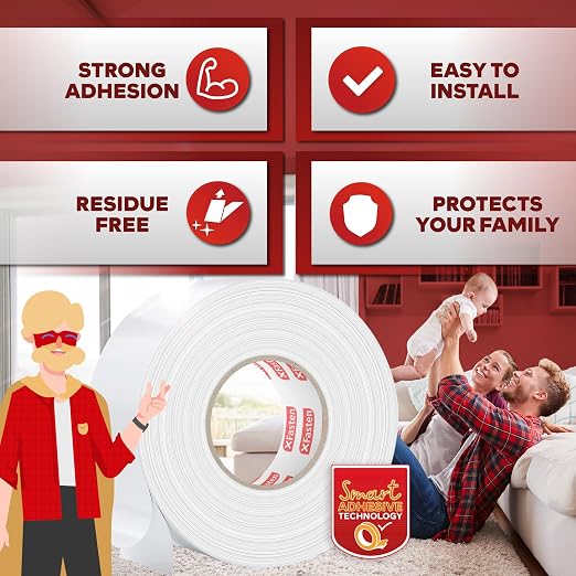 XFasten Double Sided Carpet Tape - 2” x 20yd (3-Pk) Bulk Double Sided Rug Tape for Carpet, Indoor Outdoor Carpet Tape for Area Rugs over Carpet, Strong Adhesion Carpet Binding Tape for Hardwood Floors