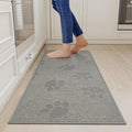 YDKGL Kitchen Mats for Floor, Super Absorbent Kitchen Rugs Non Slip Washable, Rubber Backing Soft Woven Linen Embroidery Runner Rug, Standing Mat Kitchen Sink Mat, Easy to Clean, Gray 17x47