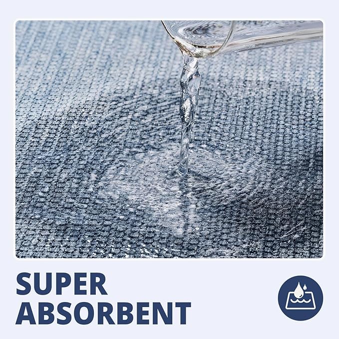 Bathroom Rugs Sets 2 Piece, Thin Bath Mat & U-Shaped Contour Toilet Rug Absorbent Quick Dry, Machine Washable, Non Slip Low Pile Bath Mats for Bathroom/Tub/Sink/Shower (30"x20" Plus 24"x20" U, Blue)