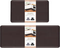 HappyTrends 2 PCS Kitchen Mat Cushioned Anti-Fatigue Floor Mat, Heavy Duty Ergonomic Comfort Foam Standing Mat, Waterproof Non-Slip Kitchen Rugs for Home, Office(17.3"x28"+17.3"x47",Chocolate)