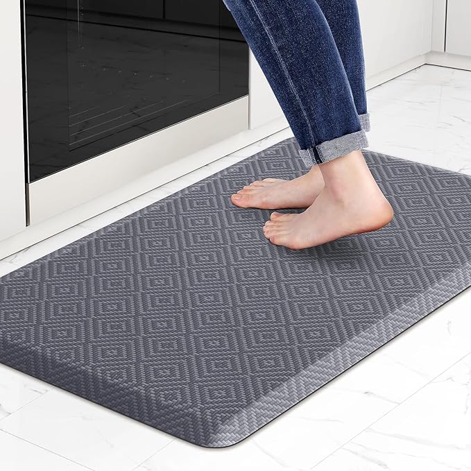 Mattitude Kitchen Mat Cushioned Anti-Fatigue Floor Mat Water Resistant Non-Slip Mats and Rugs Standing and Comfort Desk Mats for House Sink Office Laundry (Grey, 17.3"x28")