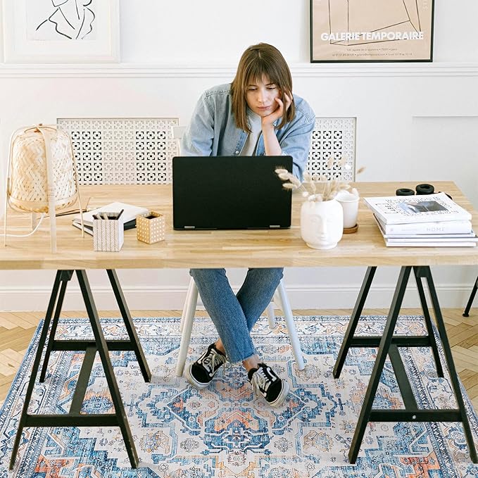 chakme Office Chair Mat for Hardwood Floor, 72"x48" Easy Glide Computer Desk Mat Protector for Rolling Chair Under Desk Rug Nonslip Backing, Machine Wash, (Boho)