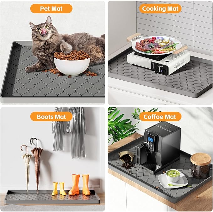 Winisok Silicone Under Sink Mat 40" x 22", kitchen Essentials and Gadgets, Shelf liner and Cabinet Protector, Home Organizers and Storage, Waterproof Bathroom Tray
