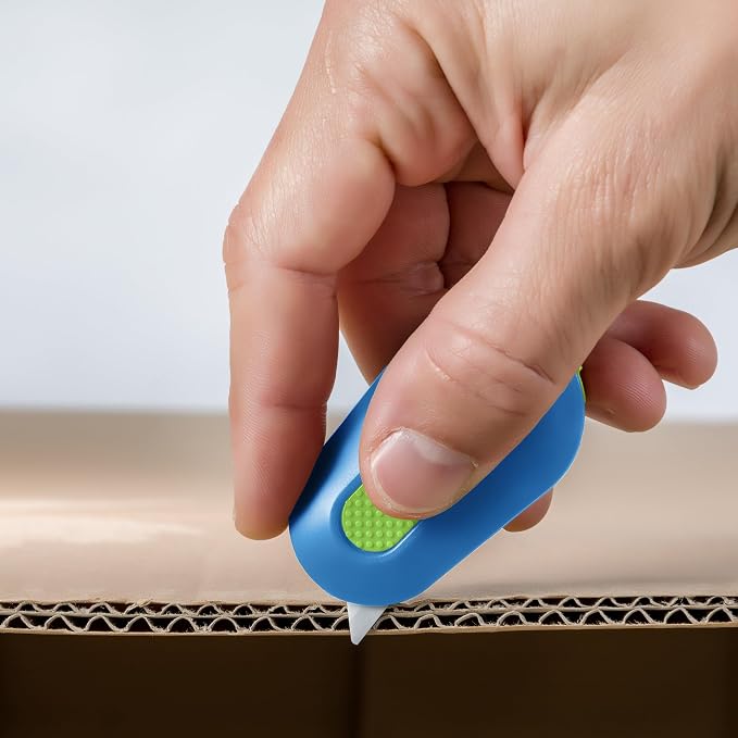 Slice Mini Box Cutter | Manual Retracting | Safe Ceramic Box Cutter Lasting 11x Longer than Metal | Box Opener | 2 Pack | Blue