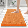 Smiry Luxury Chenille Bathroom Rugs 24x16, Extra Soft and Absorbent Shaggy Bath Mat, Machine Washable, Non-Slip Plush Carpet Runner for Tub, Shower, and Floor, Home Decor Accessories, Orange