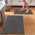 Bathroom Rugs Mat 16x24-2pc Quick Dry Absorbent Non Slip Bath Mat Bath Mats for Bathtub Mat Bathroom Carpet Fit Under Door Washable Floor Bath Rugs Grey