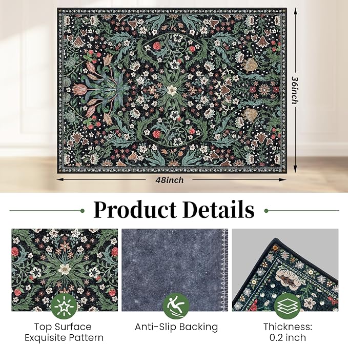 Office Chair Mat for Hardwood Floor & Tile Floor,36"X 48" Heavy Duty Desk Chair Mat for Hard Floors, Under Desk Rug for Rolling Computer Chair,Anti Slip,Low Pile Carpet Floor Protector-Green Grass