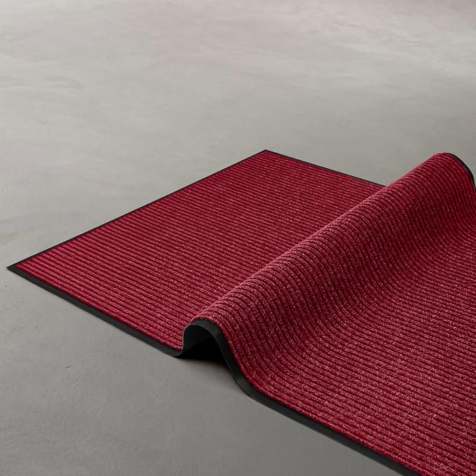 MaxMat® Extra Large Commercial Door Mat, Rubber Border Heavy Duty Door Mat, Waterproof, Low-Profile, Easy to Clean, Rubber Entry Mat. (Red, 2 x 6 Feet)