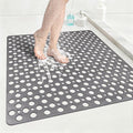 Anti Slip Shower Mat with Suction Cups,27x27 Inch Quick Drain TPE Non Slip Shower Mats for Inside Shower,Large Bath Mat for Shower Soft on Feet, Easy to Dry&Cut Machine Washable
