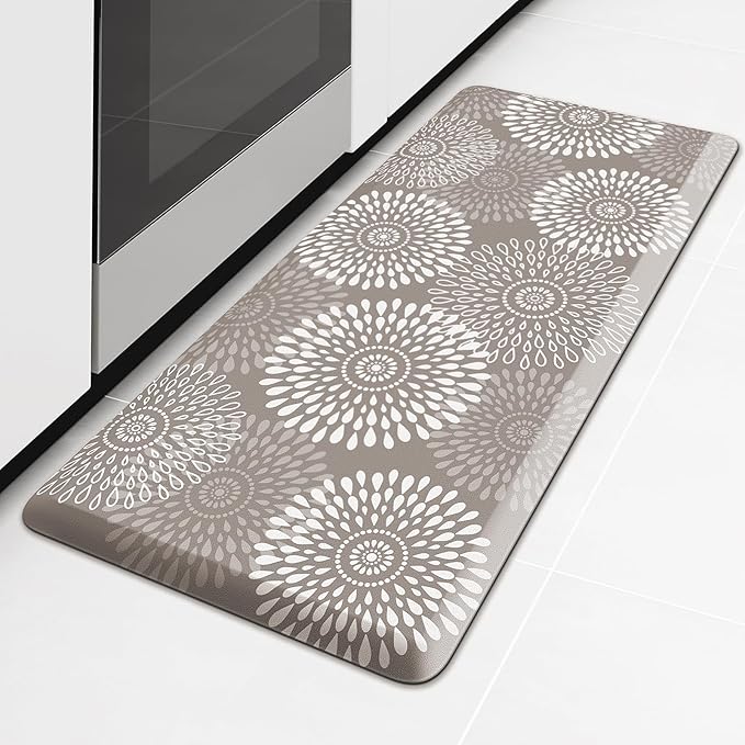 LuxStep Kitchen Mat Waterproof Kitchen Rugs for Floor Cushioned Anti-Fatigue Mat Non-Slip Standing Desk Mat Comfort Floor Mats for House Sink Office 17.3" x 39" Khaki