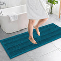 OLANLY Thick Bathroom Runner Rugs 59x20, Absorbent Chenille Striped Bath Rugs, Rubber Backing, Machine Wash, Extra Long Bath Mats for Bathroom, Tub and Shower, Home Decor Accessories, Peacock Blue