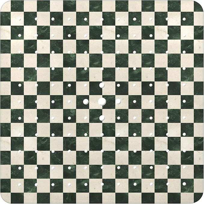 Bathtub Mat Non Slip, Checkered Square Bath tub Mat Shower Floor Mat with Suction Cups for Adults Kids Elderly 21 X 21 Inch