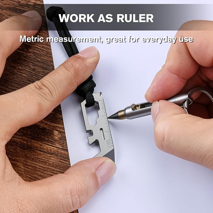 KEEPO LINK Pocket Pry Bar with Bottle Opener, Ruler, Wrench & Screwdriver, 6-in-1 Titanium Pry Bar Keychain Multitool for EDC Carry, OLT09
