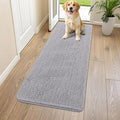 Smiry Dog Door Mat for Muddy Paws 54x24, Absorbent Dirt Trapper, Non-Slip Washable Chenille Entryway Rug for Inside Floor, Light Grey, Classic Solid