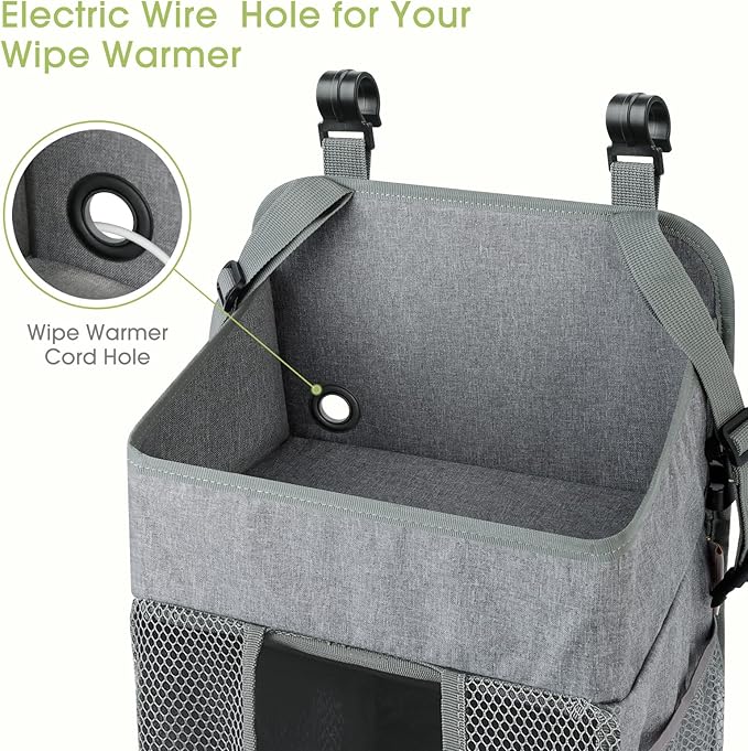 Maliton Changing Table Diaper Organizer - Baby Hanging Diaper Stacker Nursery Caddy Organizer for Cribs Playard Baby Essentials Storage (Gray)
