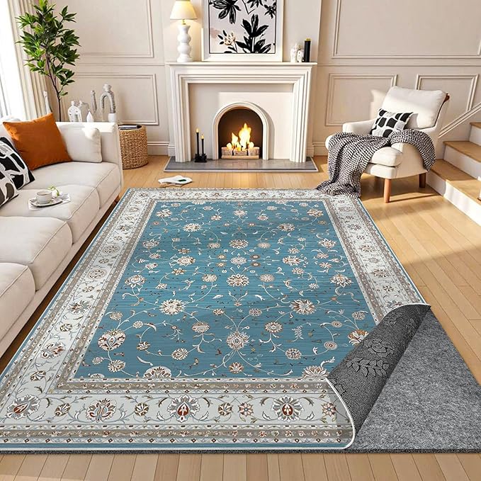Waterproof Rug Pad 4x6 Ft, 1/8" Thick Under Area Carpet Padding, Non Slip Felt Rug Pads for Hardwood Floors, Protective Underlay Keeps Rugs in Place Without Wrinkles