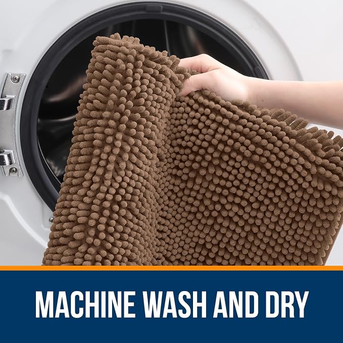 OLANLY Bathroom Runner Rugs 70x24, Extra Soft Absorbent Chenille Bath Rugs, Rubber Backing Quick Dry, Machine Washable Long Bath Mats for Bathroom Floor, Tub and Shower, Home Decor Accessories, Mocha