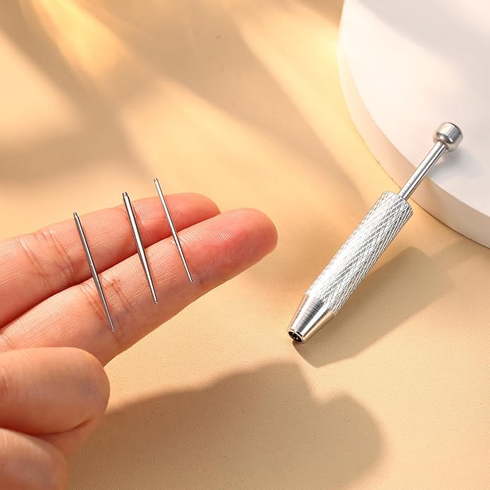 GEMQUEEN Piercing Taper Ball Grabber Tool for Changing Jewelry - 14G 16G 18G 20G Stainless Steel Flat Back Earrings Applicator Tool Threadless Insertion Pin Thread Body Piercing Kit for Ear Nose Lip