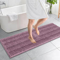 OLANLY Thick Bathroom Runner Rugs 59x20, Absorbent Chenille Striped Bath Rugs, Rubber Backing, Machine Wash, Extra Long Bath Mats for Bathroom Floor, Tub and Shower, Home Decor Accessories, Deep Plum