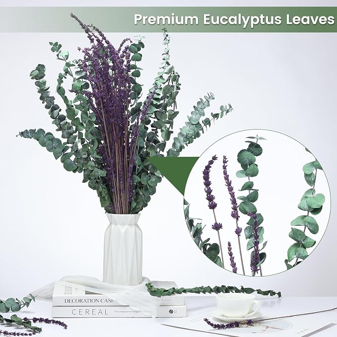 Real Eucalyptus for Shower Hanging Dried Eucalyptus Stems for Shower with Natural Real Live Lavender Bundle 17''