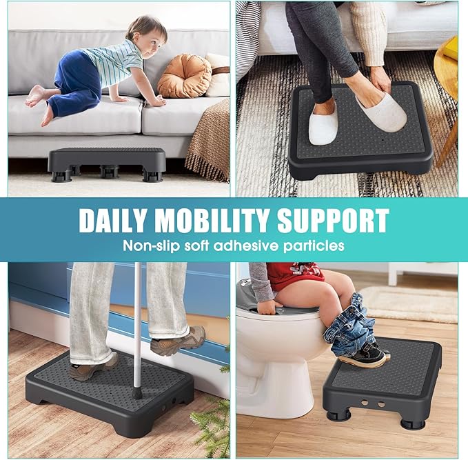 SPACELEAD Mobility Step Stool for Adults & Seniors, Indoor/Outdoor Portable Stair Assist, Anti-Slip Platform for Bathroom， Kitchen, Office, and Bedroom, 600lbs Capacity, Black Black