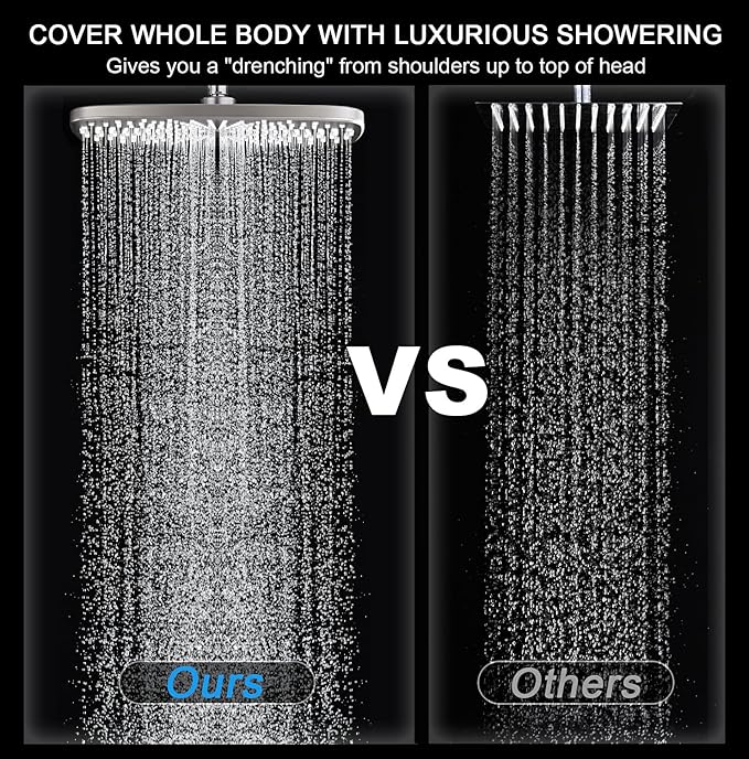 BOZYBO Rain Shower Head with Handheld: High Pressure Shower Heads with Handheld Spray Combo, 12" Rainfall Shower Head and 9 Sprays Hand Showerheads with Magnetic Docking and Power Jets, Nickel