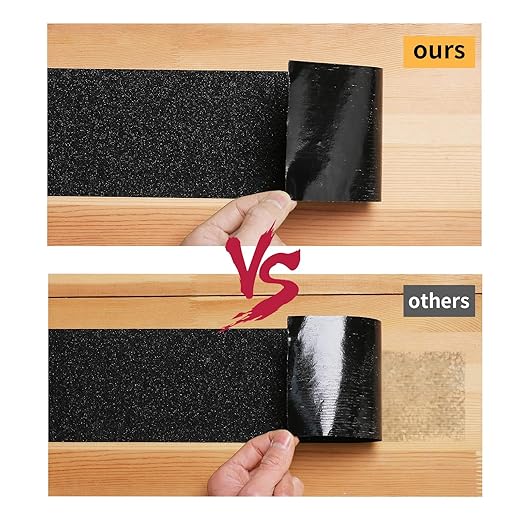 Grip Tape - Heavy Duty Anti Slip Tape, Grip Tape Grit Non Slip for Stairs Outdoor/Indoor, Waterproof High Traction Stairs Non Skid Treads, Durable Triple Layer Adhesive - Black (2 Inch x 36 Feet)