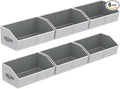 Homsorout Storage Bins for Shelves - Large Trapezoid Closet Shelf Organizer, Fabric Organization Bins with Handles, Storage Baskets for Clothes, Towel, Purse, 6 Pack, Light Gray