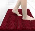 Grandaily Chenille Striped Bathroom Rugs 24x16, Extra Thick and Absorbent Bath Mats, Non-Slip Soft Plush Shaggy Shower Carpet, Machine Wash Dry, Bath Rug for Bathroom, (Small, Red)