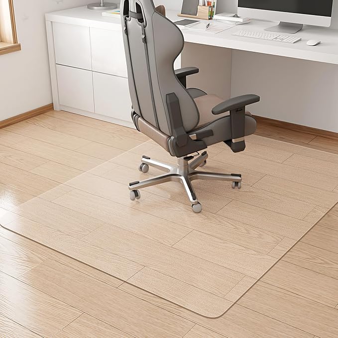 KMAT Office Chair Mat,Easy Glide Hard Wood Tile Floor Mats, Clear Desk Chair Mat for Home Office Rolling Chair,Heavy Duty Floor Protector -47"x47" Rectangular