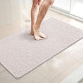 LuxStep Shower Mat Bathtub Mat,32x16 inch, Non-Slip Bath Mat with Drain, Quick Drying PVC Loofah Bathmat for Tub,Shower,Bathroom,White