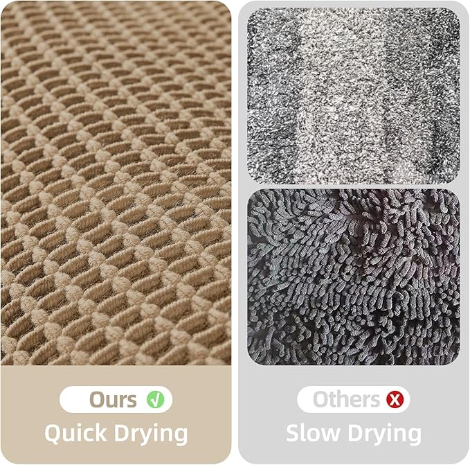 TYUU Waffle Runner Rug Bathroom, Long Boho Bathroom Rugs Non Slip Washable Super Absorbent Quick Dry Farmhouse Bath Mat, 72"x24" Khaki