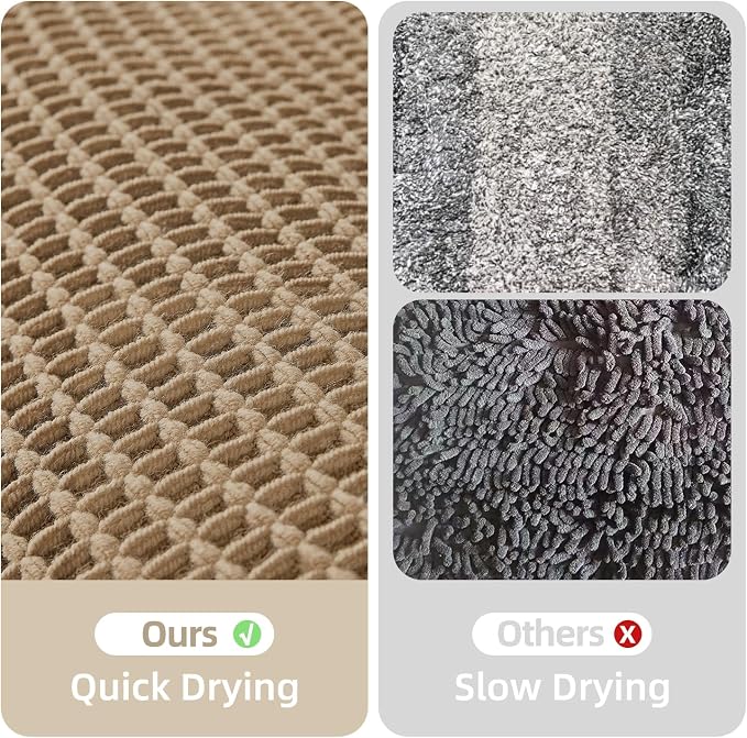 TYUU Waffle Runner Rug Bathroom, Long Boho Bathroom Rugs Non Slip Washable Super Absorbent Quick Dry Farmhouse Bath Decor, 60"x24" / 5'x2' Khaki