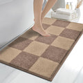 anllugs Bathroom Rugs 24" x 36", Non-Slip Extra Soft Absorbent Bath Rugs, Machine Washable Quick Dry Bath Mats for Bathroom Floor, Shower, Bathtub and Sink, Checkered Grayish Brown & Coffee