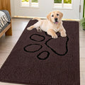 Smiry Dog Door Mat for Muddy Paws, Absorbent Dirt Trapper Non Slip Quick Dry Washable Chenille Mat for Mud Dogs, Entry Rug for Indoor and Outdoor (47x32 Inches, Brown and Black)