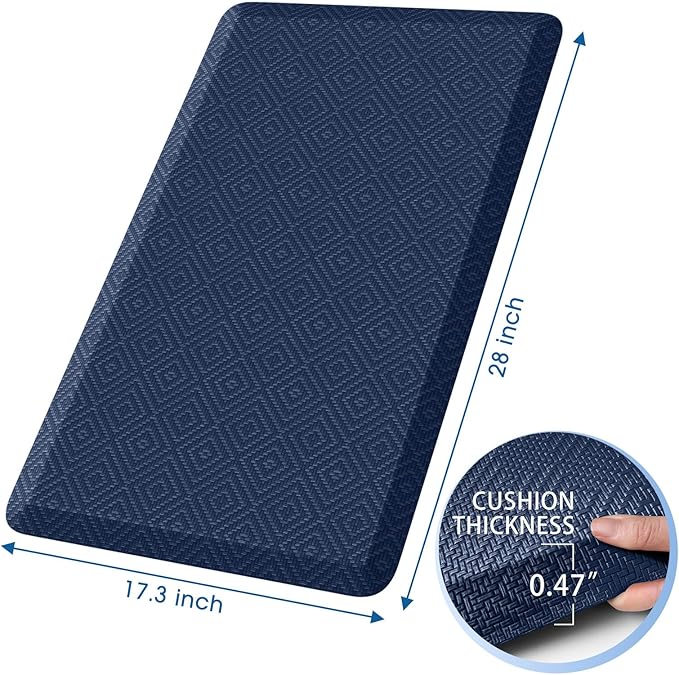 Mattitude Kitchen Mat Cushioned Anti-Fatigue Floor Mat Water Resistant Non-Slip Mats and Rugs Standing and Comfort Desk Mats for House Sink Office Laundry (Blue, 17.3"x28")