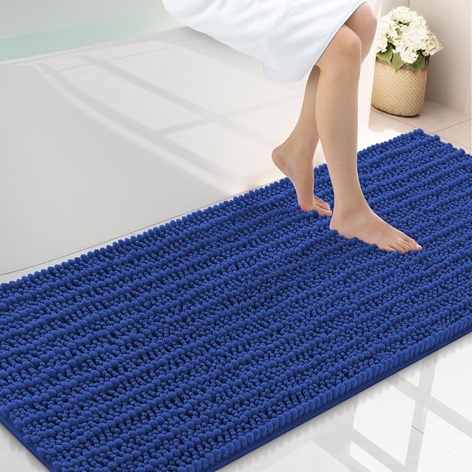 Smiry Bathroom Rugs Mat 59x24, Extra Soft Absorbent Chenille Bath Rugs, Non Slip Rubber Backing Machine Washable Quick Dry Bath Mats for Bathroom Floor, Tub, Shower, Home Decor Accessories, Royal Blue