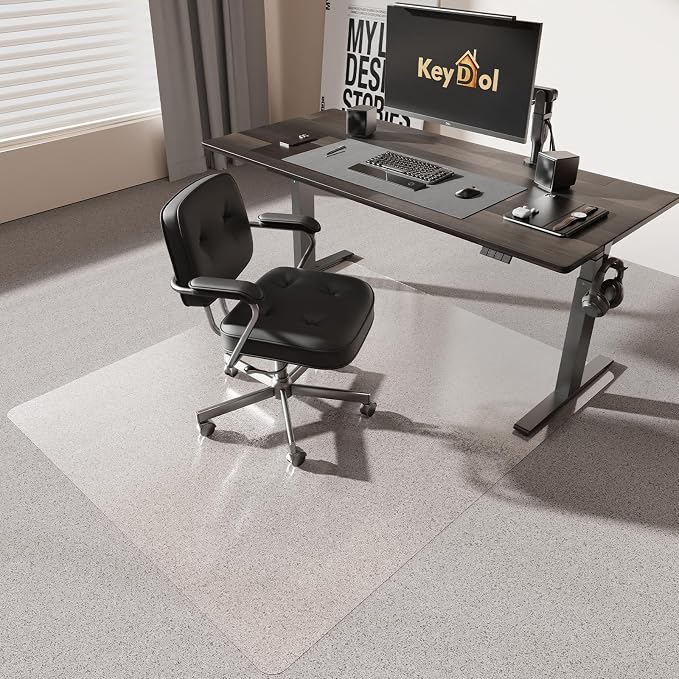 [Thickened to 2.0mm] 50"x60" Computer Chair Mat for Hardwood, PVC Office Mat for Hardwood Floor, Anti-Slip Rolling Chair Floor Protector,Vinyl Mats for Home, Under Desk Mats for Rolling Chairs