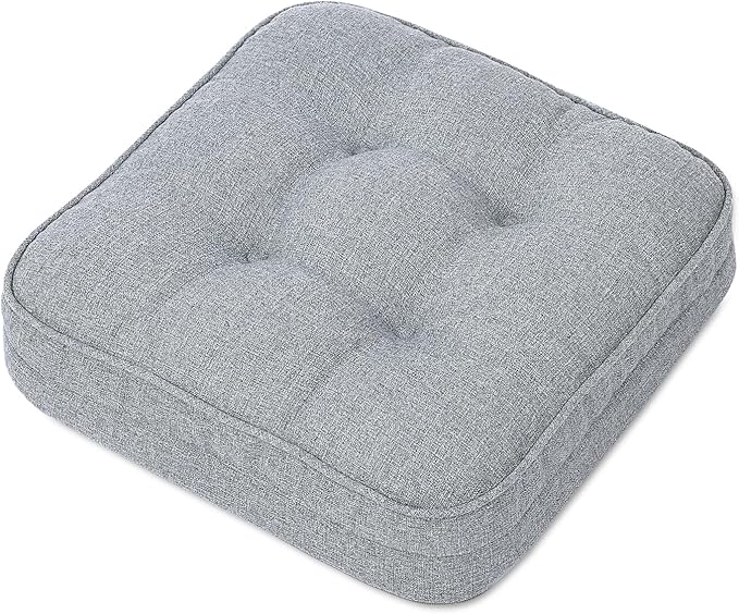 GOFORIT Memory Foam Seat Cushion，Kitchen Chair Cushions for Dining Chairs,Non-Slip Chair Pads with Removable Cover, 16'' x 16'', Grey