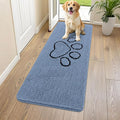 Smiry Dog Door Mat for Muddy Paws, Absorbent Dirt Trapper Non Slip Quick Dry Washable Chenille Mat for Mud Dogs, Entry Rug for Indoor and Outdoor (59x24 Inches, Airy Blue and Black)