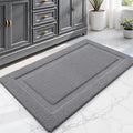 LUMI Large Ultra Soft Bathroom Rugs Non Slip with Rubber Backing, Absorbent Washable Bath Mat Quick Dry, Upgraded Premium Microfiber Plush Carpet for Bathtub and Shower Floor, Dark Grey, 24x43
